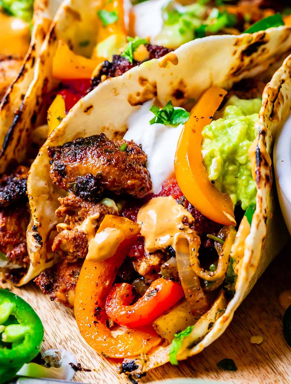 Fajita Chicken -  Steak or Chicken; Bold Flavours Wrapped in a Flour Tortilla!