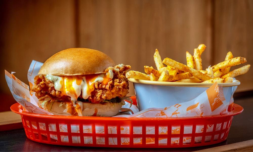 Cheese Burger & Fries - Irresistible Cheese Burger Paired with Crispy Fries!